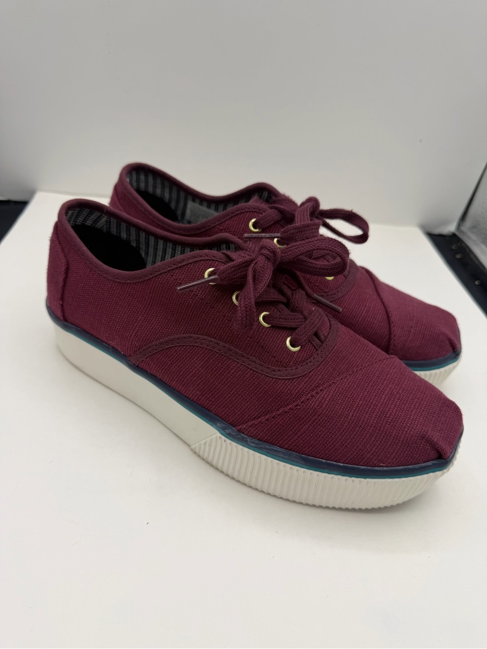 Toms Women's Lace-Up Platform Sneakers - Burgundy